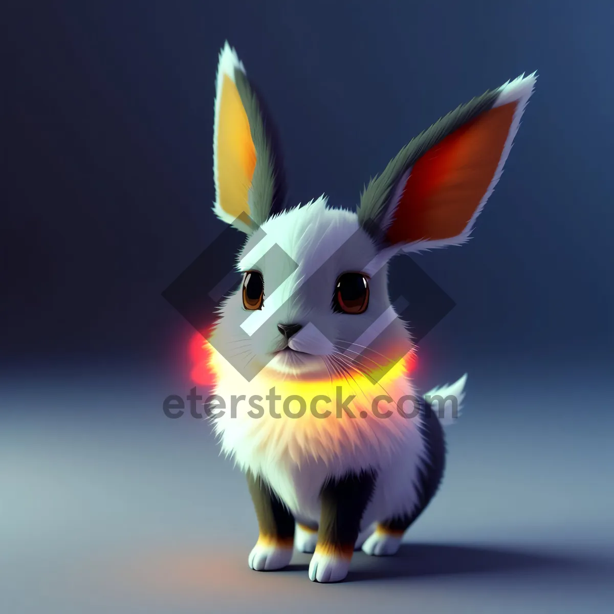 Picture of Fluffy Bunny Adorably Watching - Studio Portrait