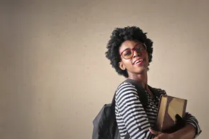 Attractive Black Lady Fashion Model in Sunglasses Smiling