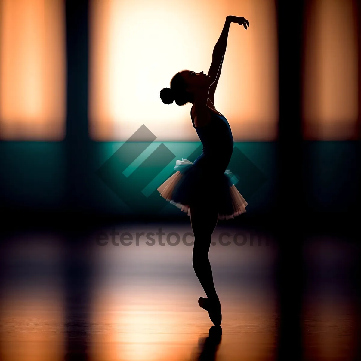 Picture of Elegant Dancer in Silhouette: Graceful Ballet Leap