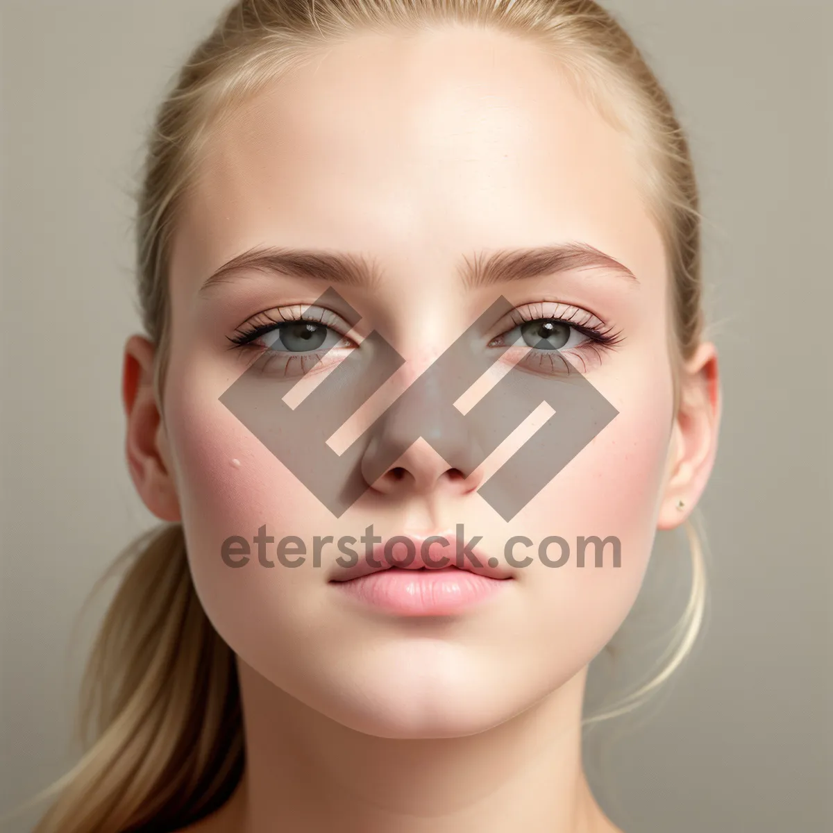 Picture of Glamorous blond model showcasing flawless skincare regimen.
