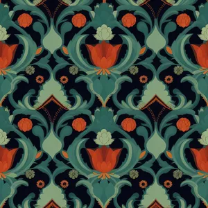 Baroque floral fabric swirl pattern design