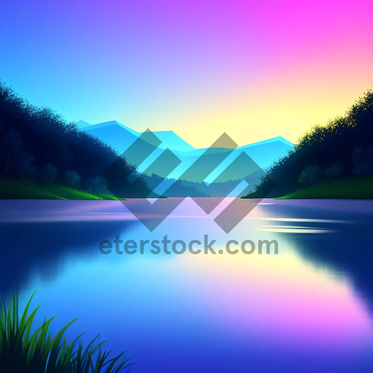 Picture of Serenity at Sunset: Captivating Lake Landscape