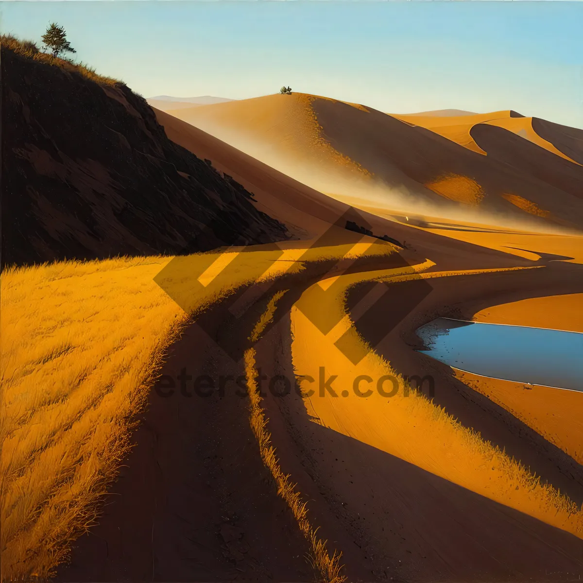 Picture of Sandy Dunes At Sunset: Majestic Desert Landscape