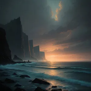 Serene Sunset Over Tropical Seascape