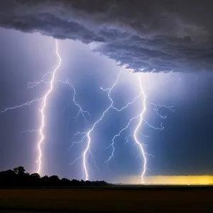 Electric Storm: Powerful Bolt of Energy in the Night Sky