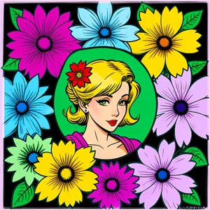 Floral Reformer: Colorful Retro Flower Graphic Art Decoration.
