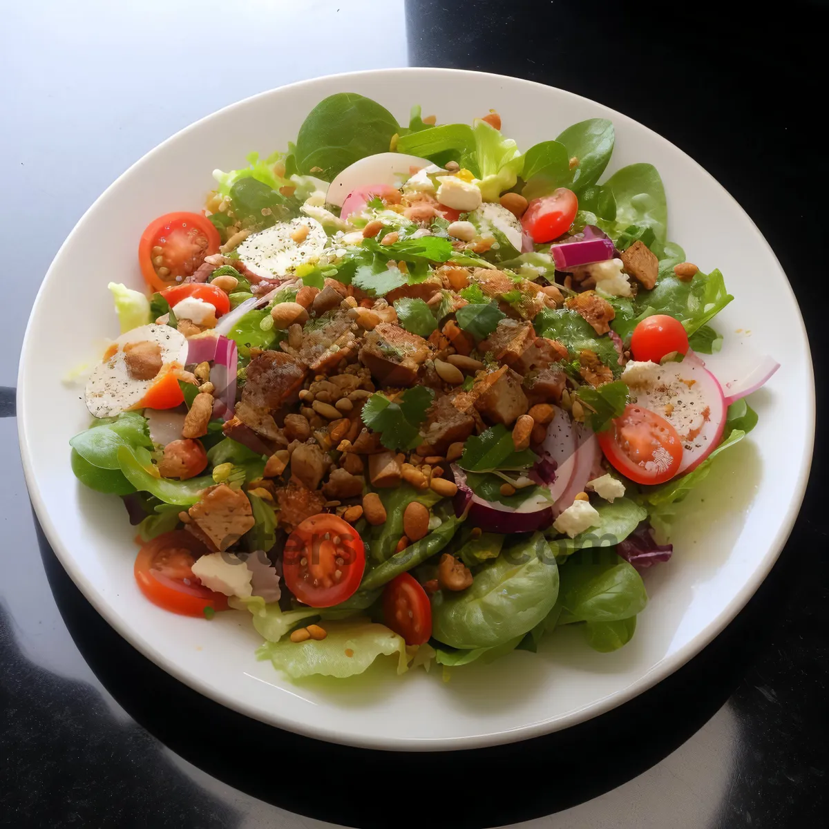 Picture of Fresh vegetable salad with tomato and cucumber slices