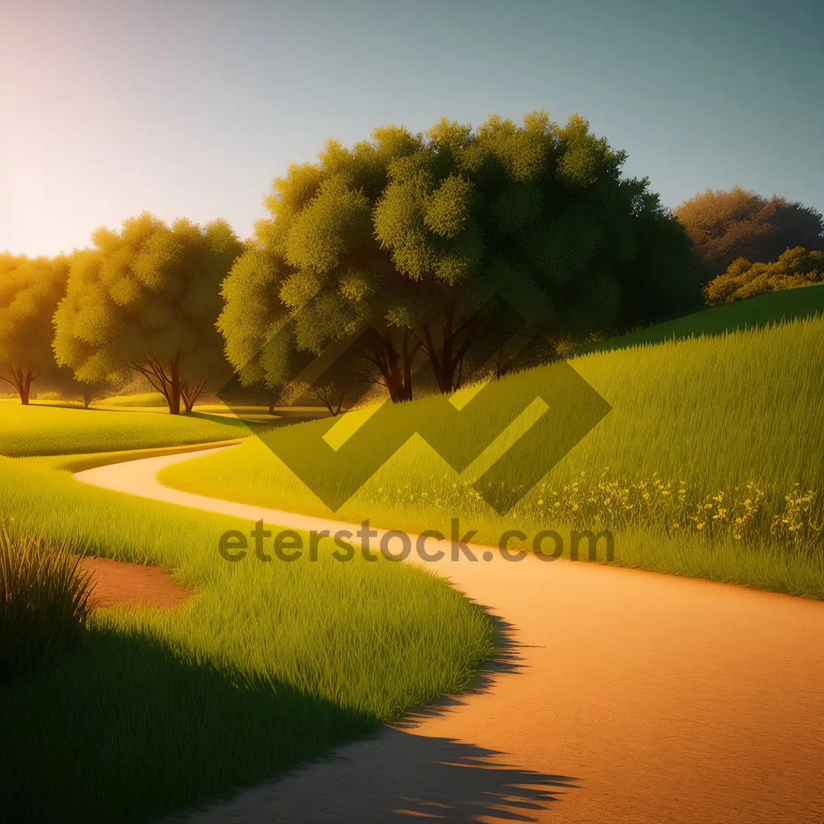 Picture of Golden Fields: A Rural Landscape of Rapeseed and Sky