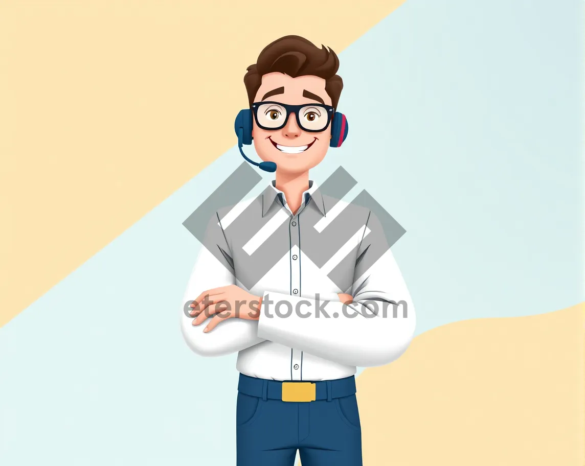 Picture of Cartoon character boy providing service, cutout style illustration.