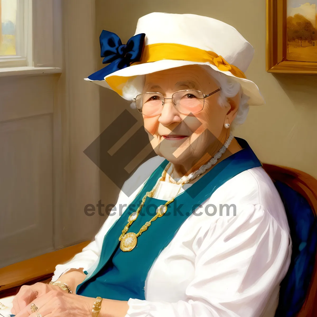 Picture of Happy Chef with a Stylish Hat Cooking in the Kitchen