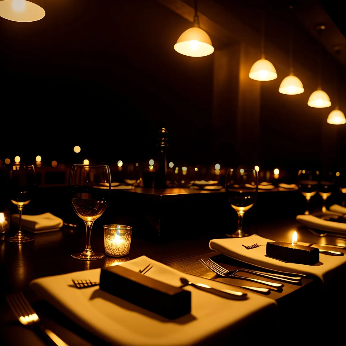 Picture of Nighttime Barroom Lighting Equipment on Table