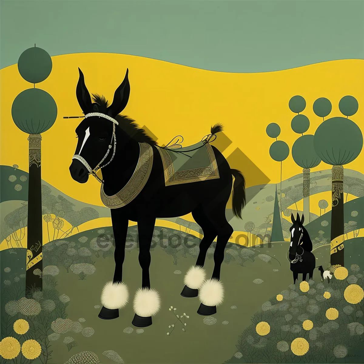 Picture of Animal Silhouettes: Caribou, Deer, Giraffe in Cartoon Art