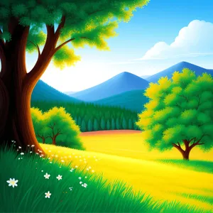 Serene Summer Landscape with Oak Tree