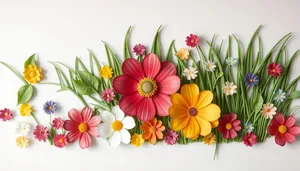 Colorful Summer Floral Pattern with Orange and Pink Flowers