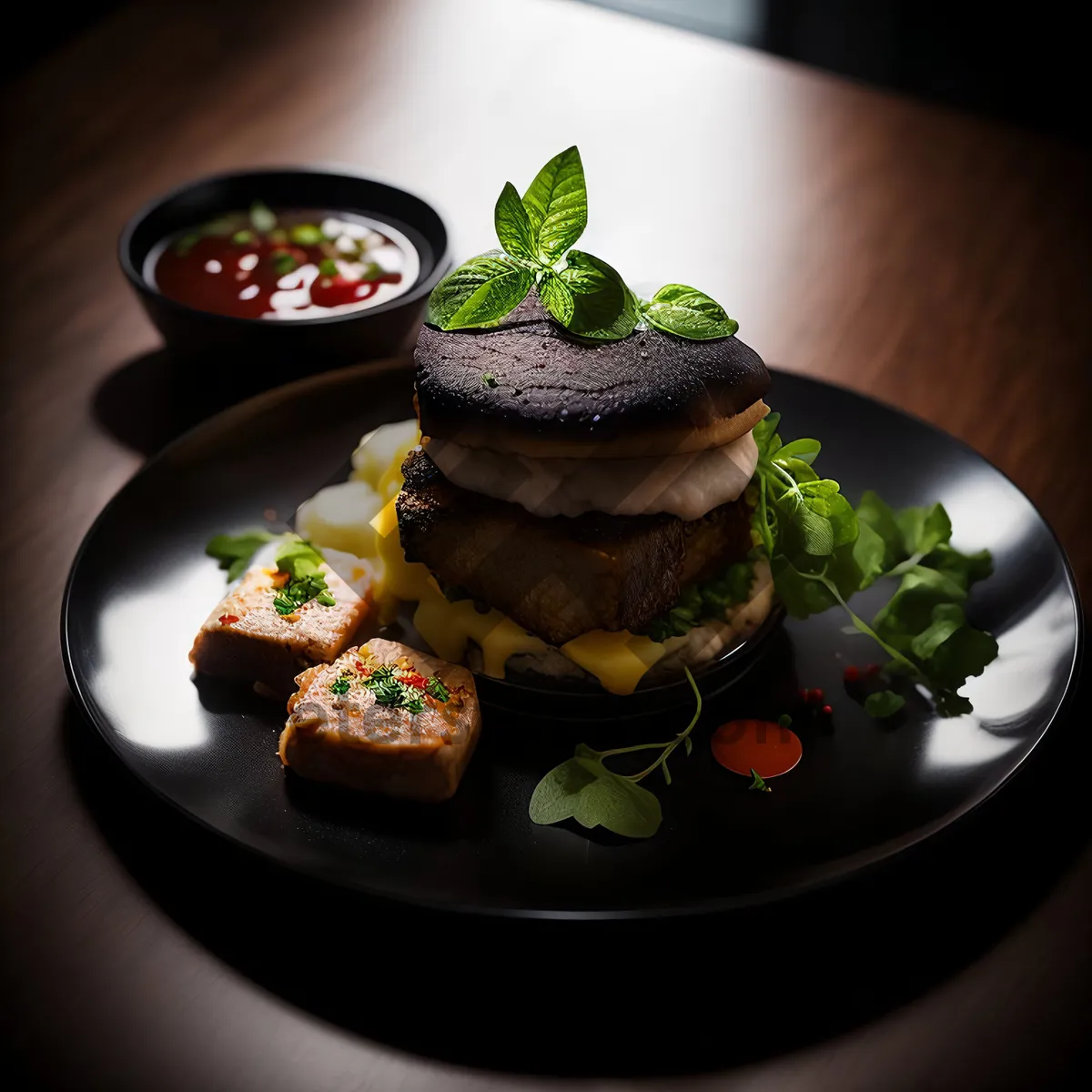 Picture of Delicious gourmet salad with fresh vegetables and cheese