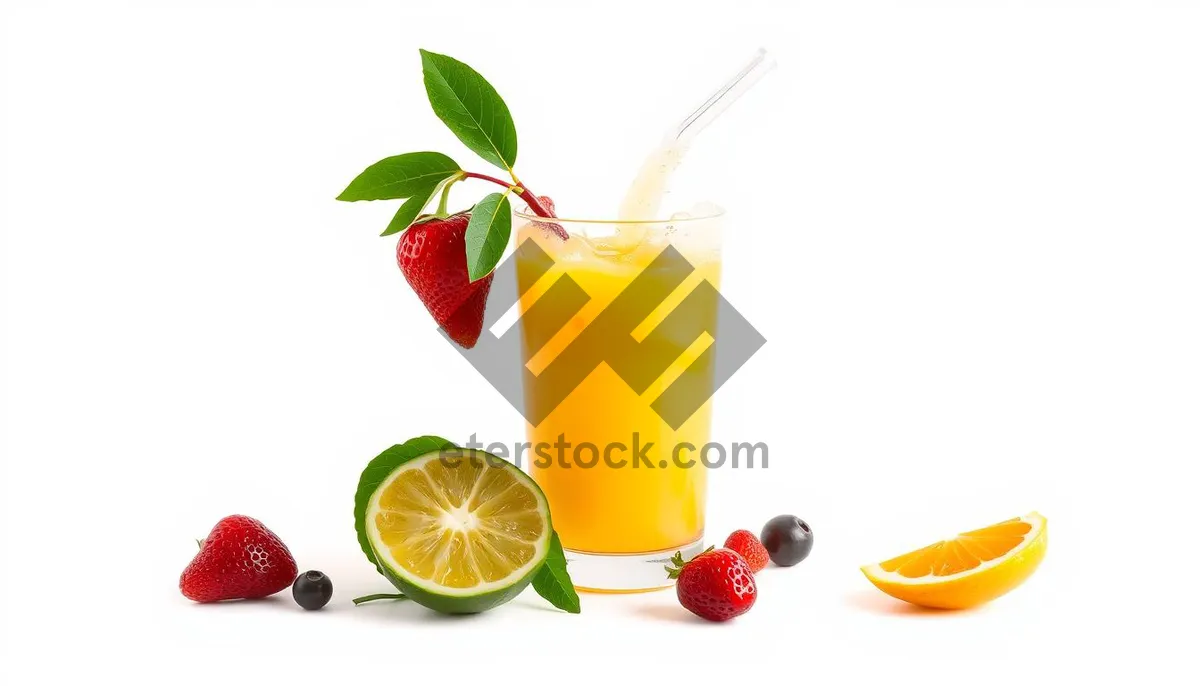 Picture of Healthy Citrus Fruit Juice in Glass with Ice