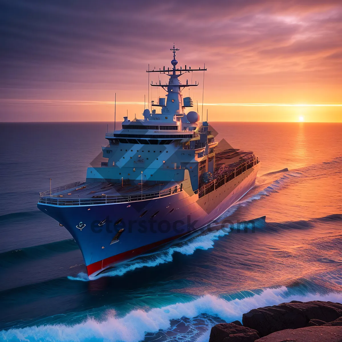 Picture of Sea-bound Cargo Vessel at Port