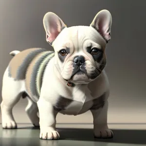Charming Bulldog Puppy Sitting with a Delightful Wrinkled Expression