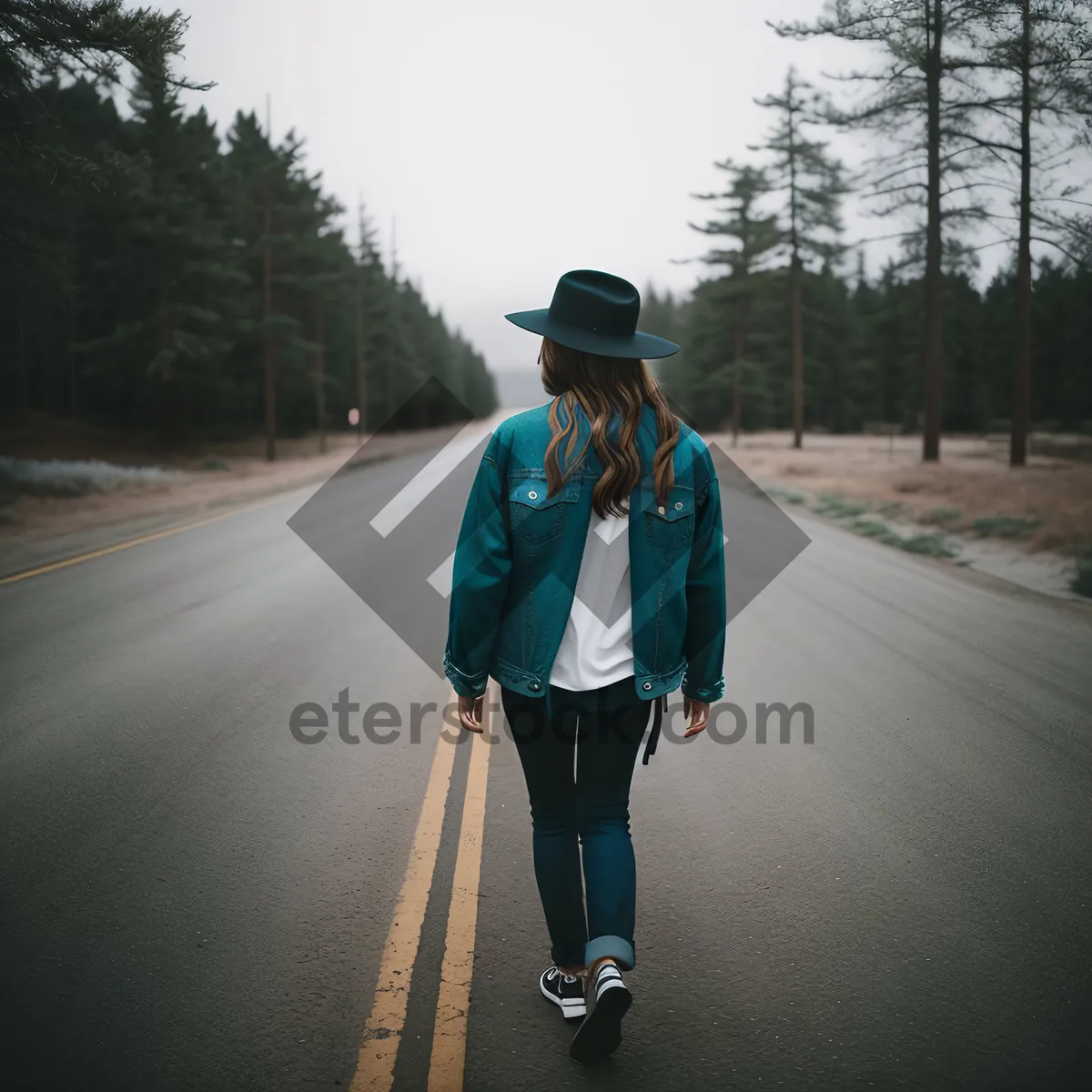 Picture of Active Man Walking with Staff on Unicycle Outdoors