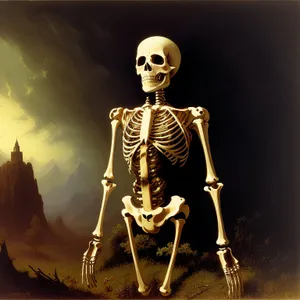 Horror Skeleton Figure in Cemetery Pose