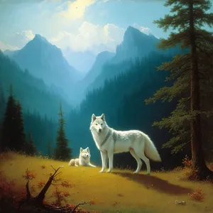 White Wolf in Snowy Wilderness