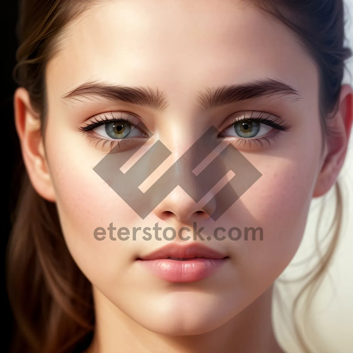 Picture of Exquisite Beauty: Closeup Portrait of Attractive Model with Flawless Skin