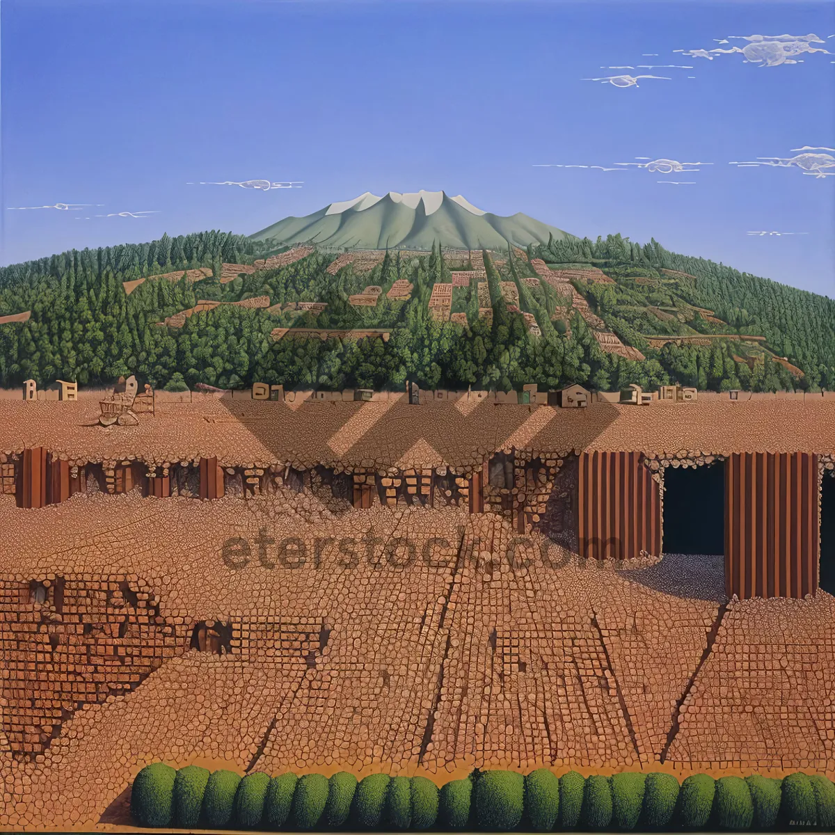 Picture of Scenic Roof Tile Covering Over Desert Landscape