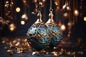 Festive Gold Teapot Decoration on Winter Tree