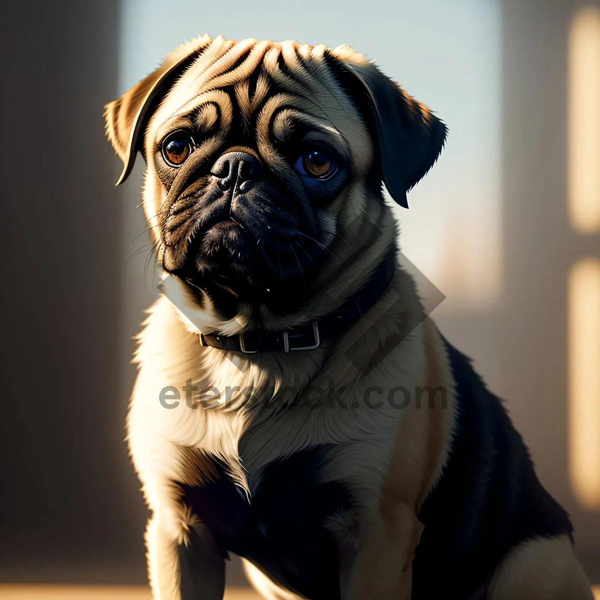 Picture of Adorable Wrinkled Pug Portrait