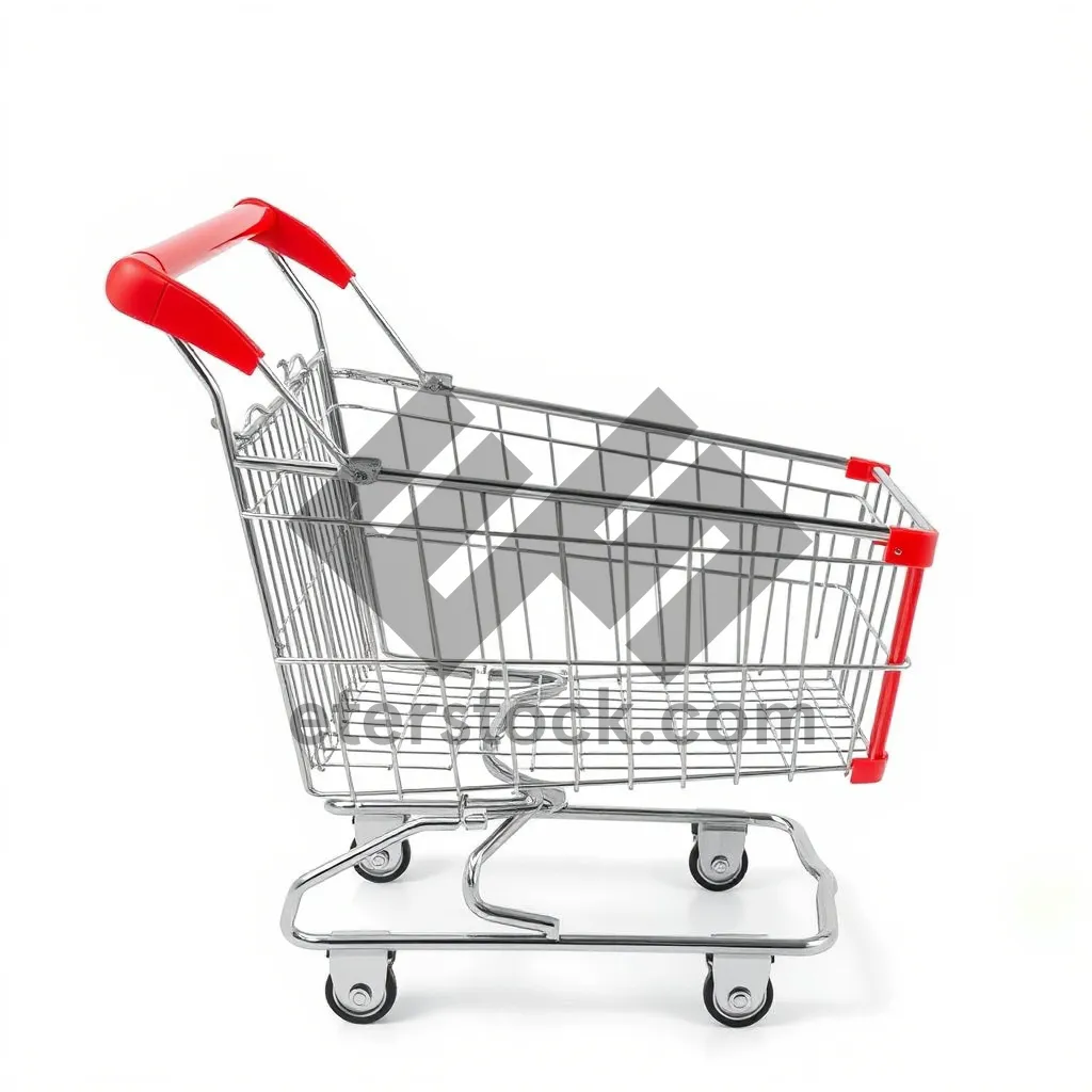 Picture of Metallic shopping cart for business finance and commerce.