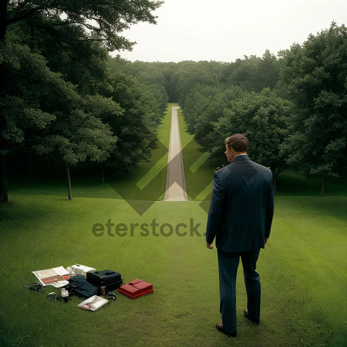 Picture of Man playing golf on lush green course