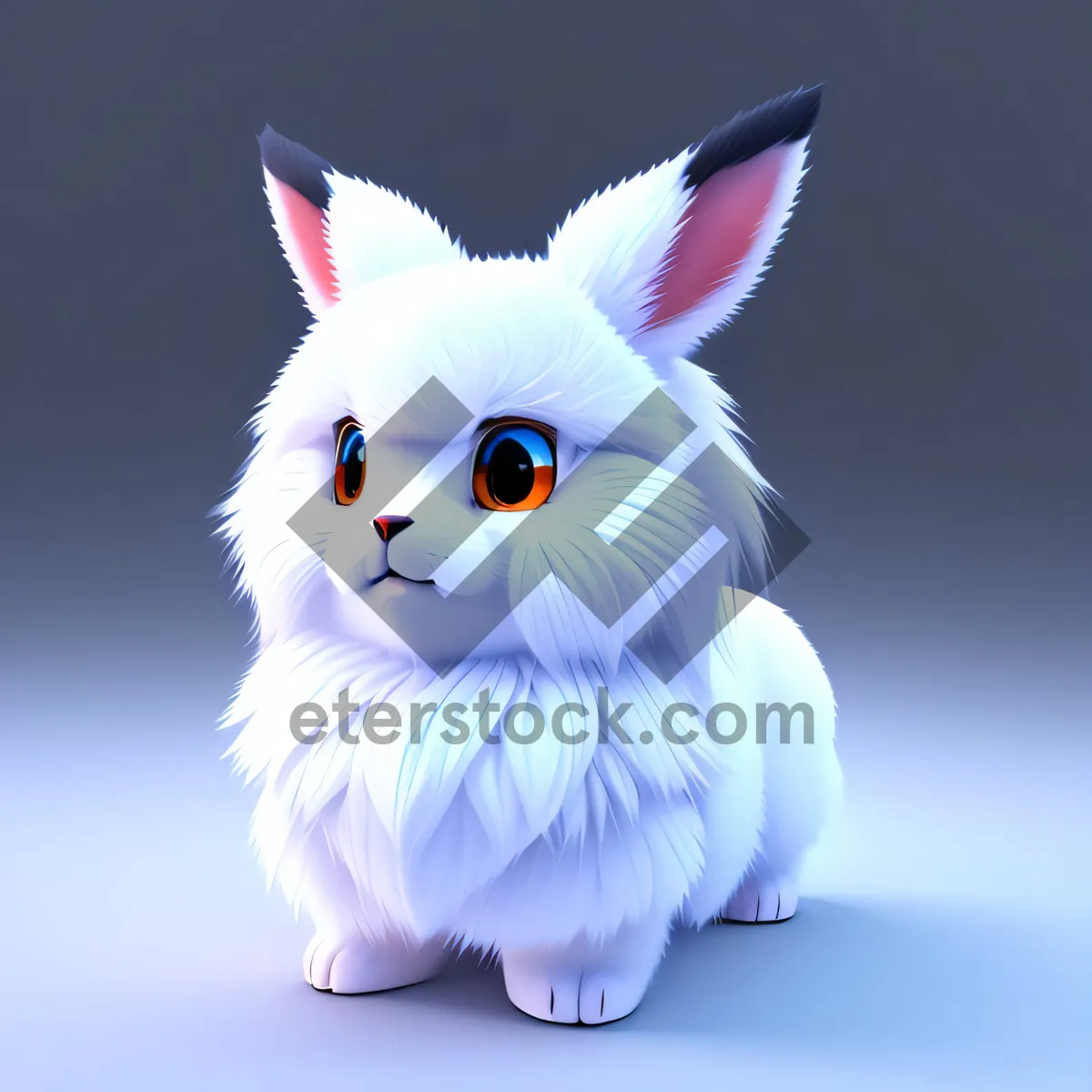 Picture of Cute Bunny Cartoon Art with Playful Ear