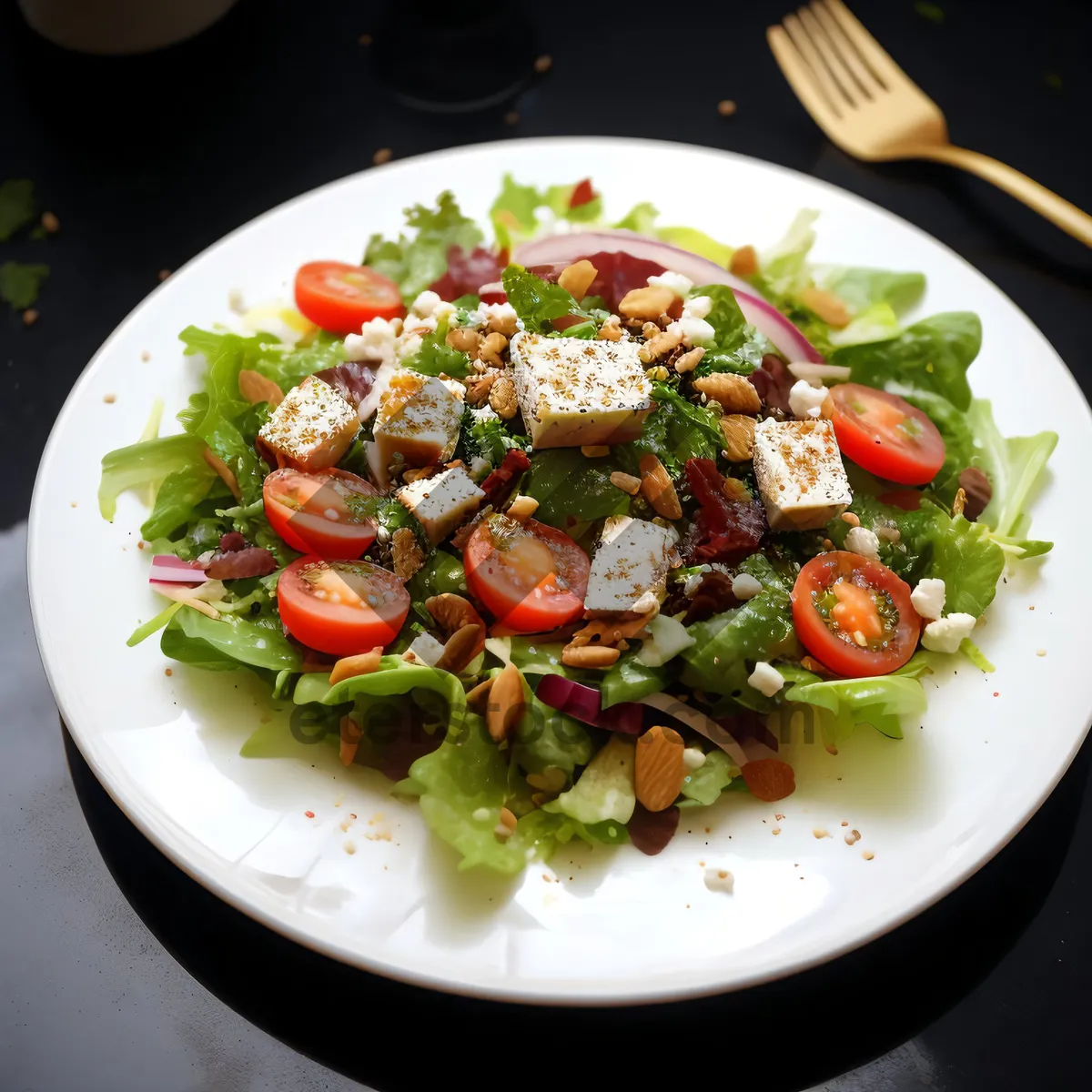 Picture of Fresh Gourmet Salad with Vegetables and Cheese