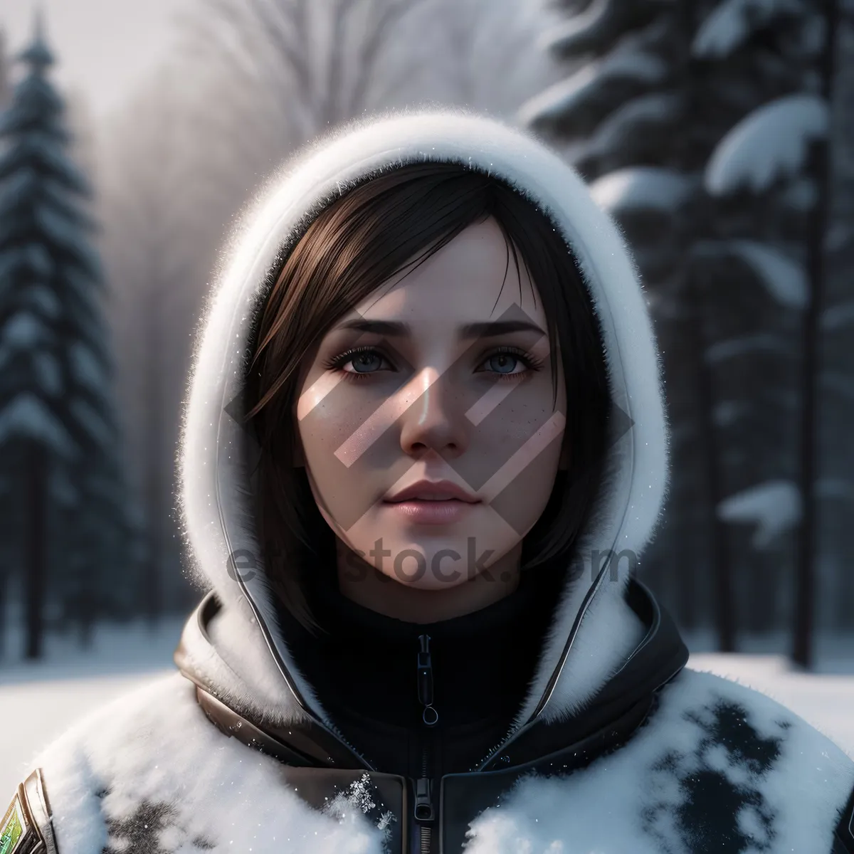Picture of Smiling Lady in Pretty Fur Coat