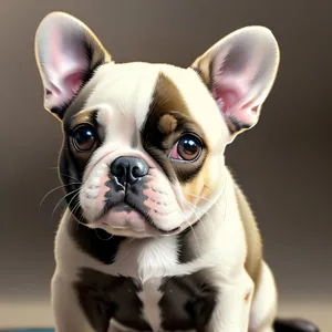 Cute Wrinkled Bulldog Puppy Sitting and Looking