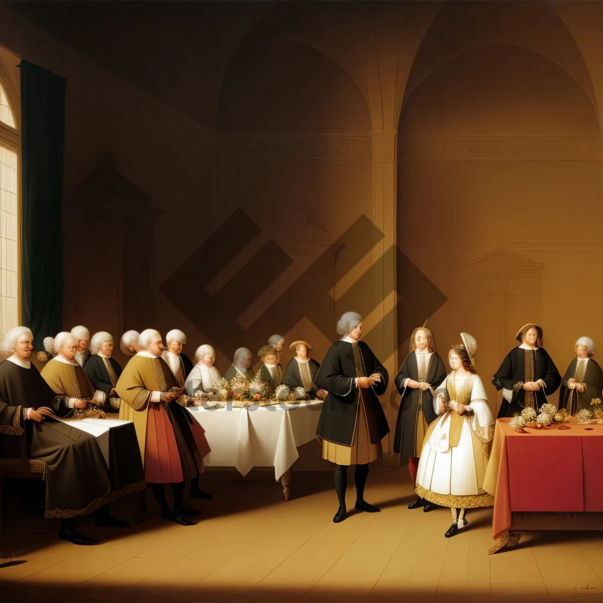 Picture of Businessmen Meeting in Stylish Restaurant Interior