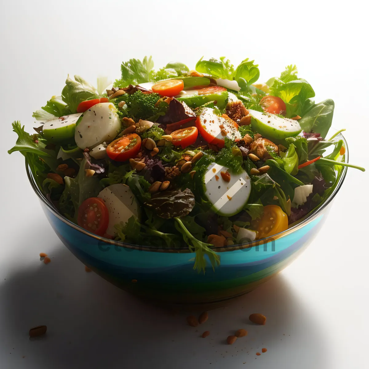 Picture of Fresh Vegetarian Salad with Delicious Tomato and Cucumber