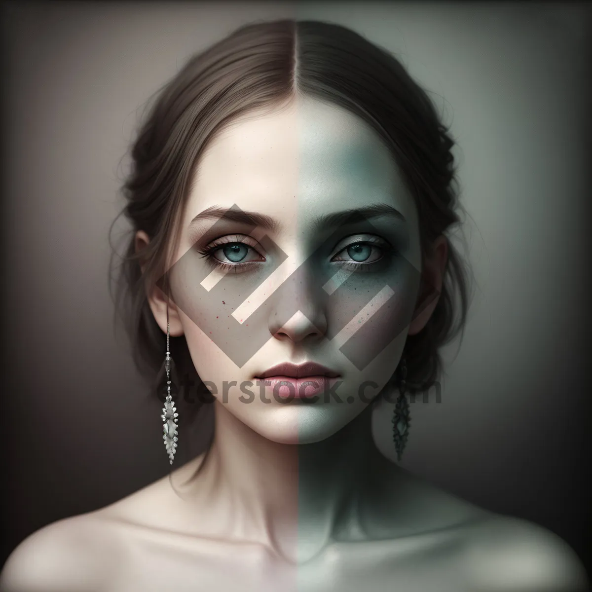 Picture of Stunning Close-Up of an Attractive Brunette's Sensual Face