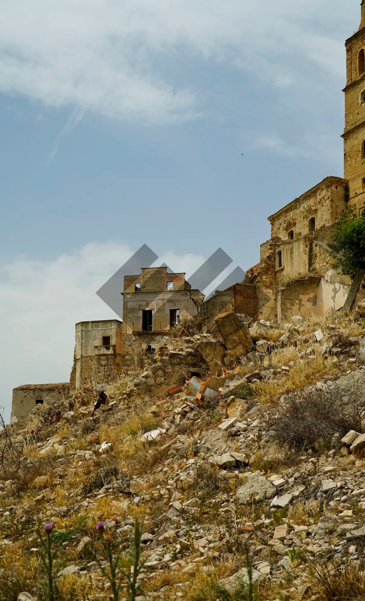 Picture of Ancient Castle Fortification Tower with Sky Background