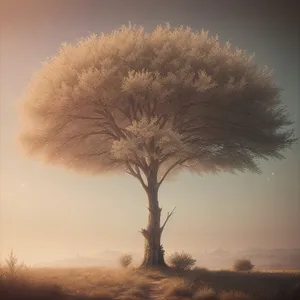 Yucca Tree Silhouette Against Cloudy Sky