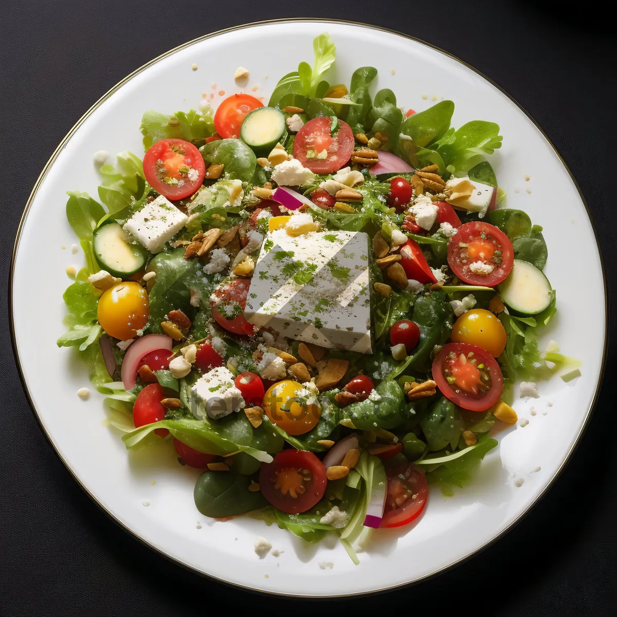 Picture of Fresh Chickpea Salad with Gourmet Cheese and Vegetables