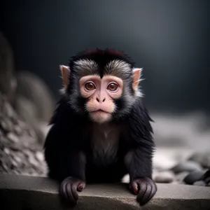 Adorable Baby Primate Portrait in Wildlife Zoo