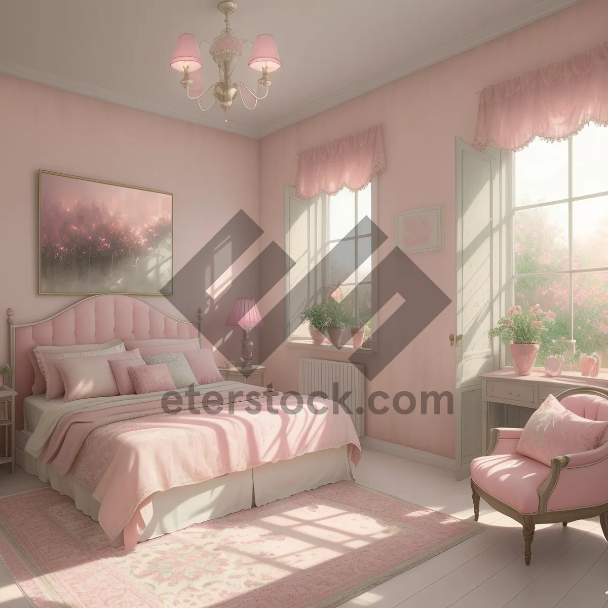 Picture of Modern Luxury Bedroom Interior with Comfortable Sofa