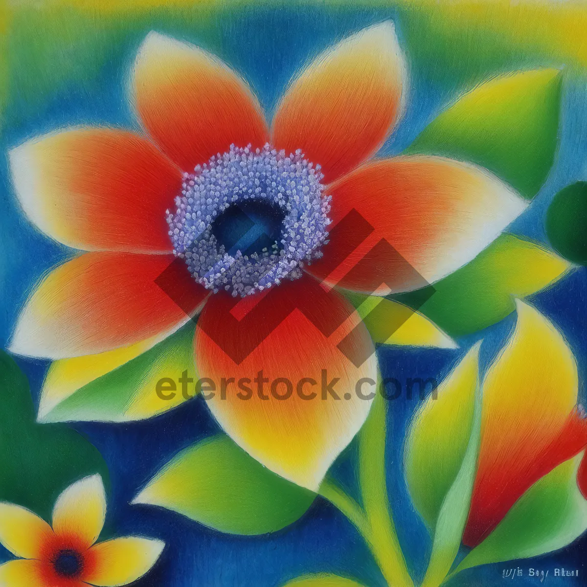 Picture of Colorful Tropical Pinwheel Wheel in a Floral Garden