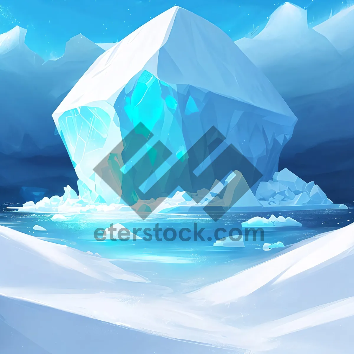 Picture of Serene Frozen Seascape: Crystal Clear Waves in Sky-blue Waters