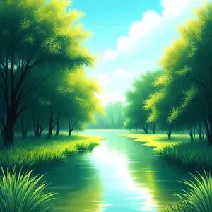 Vibrant Sunset Over Rolling Green Meadow