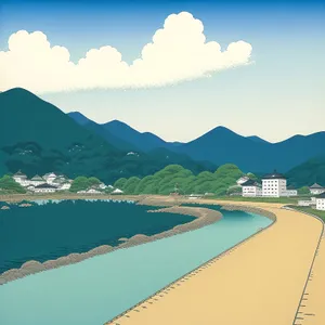 Summer island vacation landscape with beach and ocean view