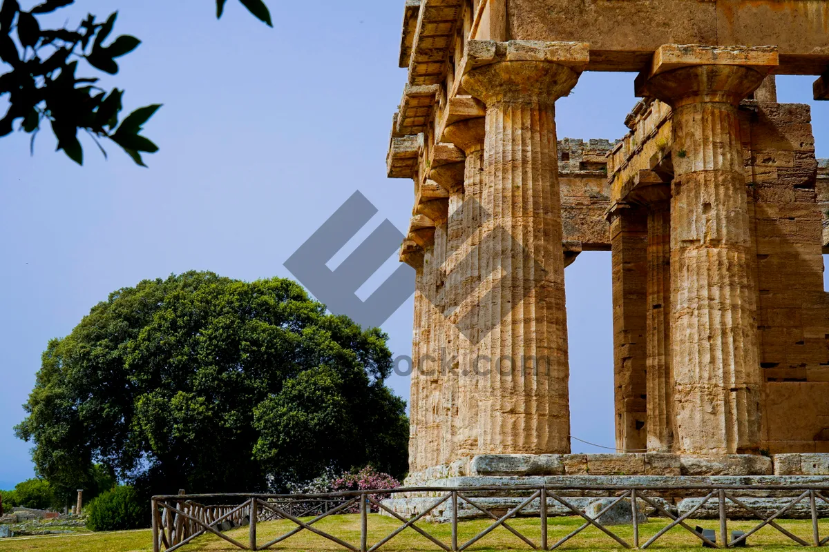 Picture of Ancient Roman Ruins with Stone Columns and Sky