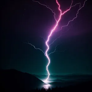 Electricity Bolt Illuminating Dark Stormy Sky