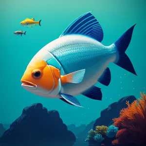 Golden Fish Swimming in a Marine Aquarium